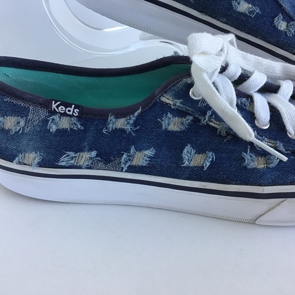KEDS BLUE DISTRESSED SNEAKERS SIZE 7 - Picture 4 of 5